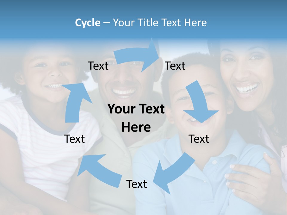 Family In Living Room Smiling PowerPoint Template