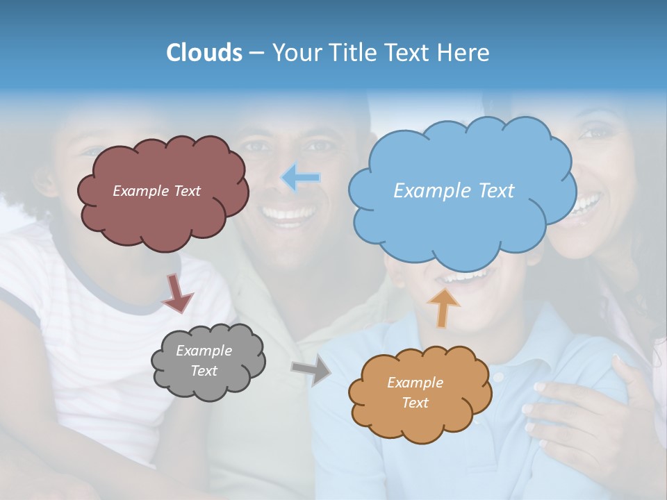 Family In Living Room Smiling PowerPoint Template