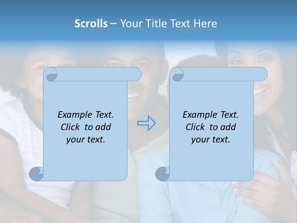 Family In Living Room Smiling PowerPoint Template