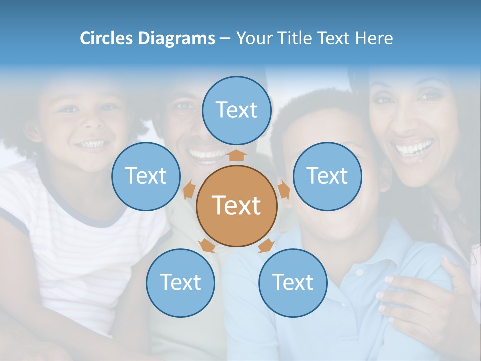 Family In Living Room Smiling PowerPoint Template