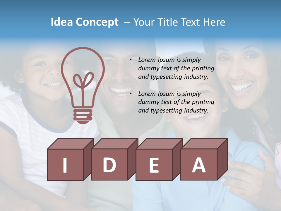 Family In Living Room Smiling PowerPoint Template