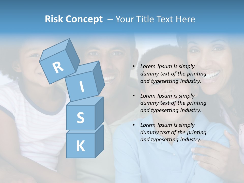 Family In Living Room Smiling PowerPoint Template