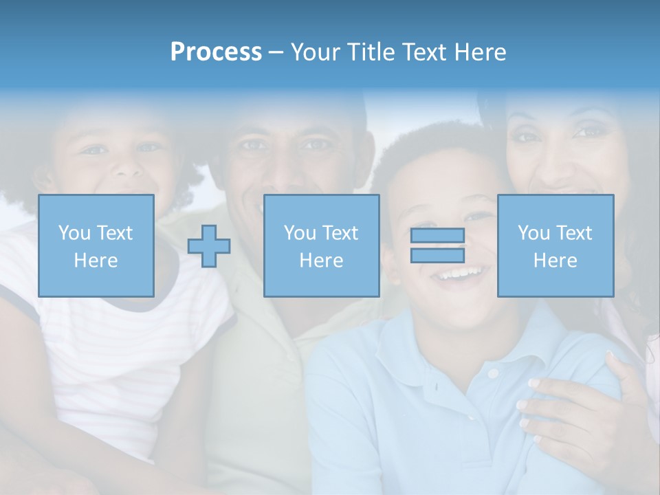 Family In Living Room Smiling PowerPoint Template