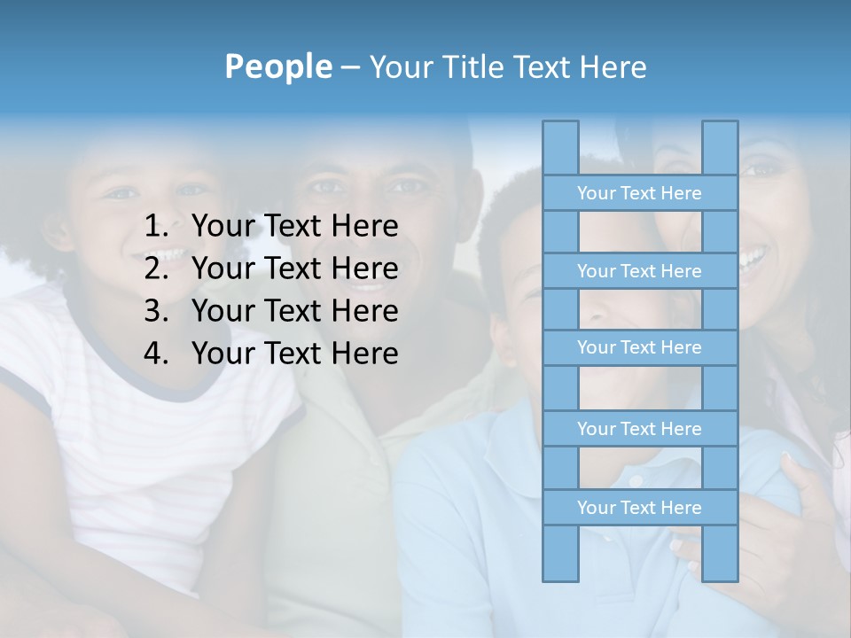 Family In Living Room Smiling PowerPoint Template
