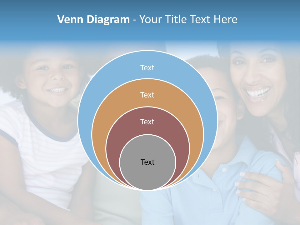 Family In Living Room Smiling PowerPoint Template