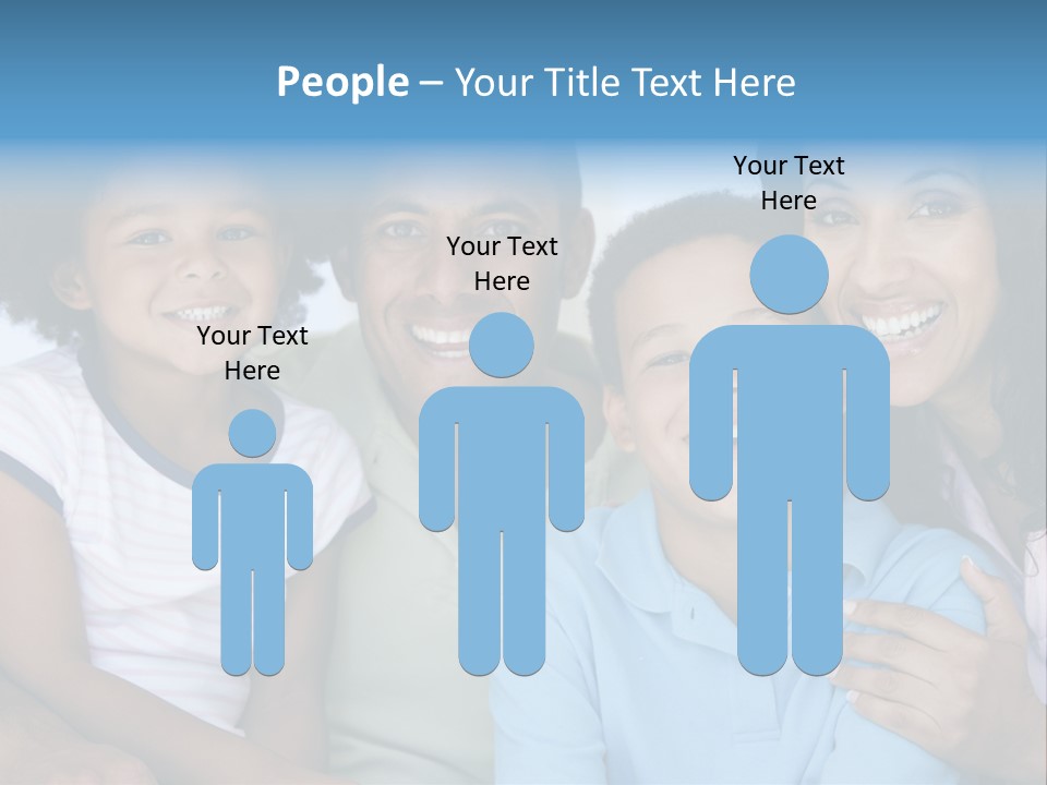 Family In Living Room Smiling PowerPoint Template