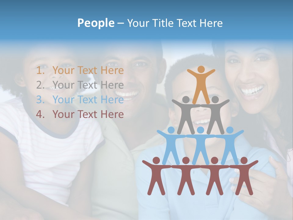 Family In Living Room Smiling PowerPoint Template