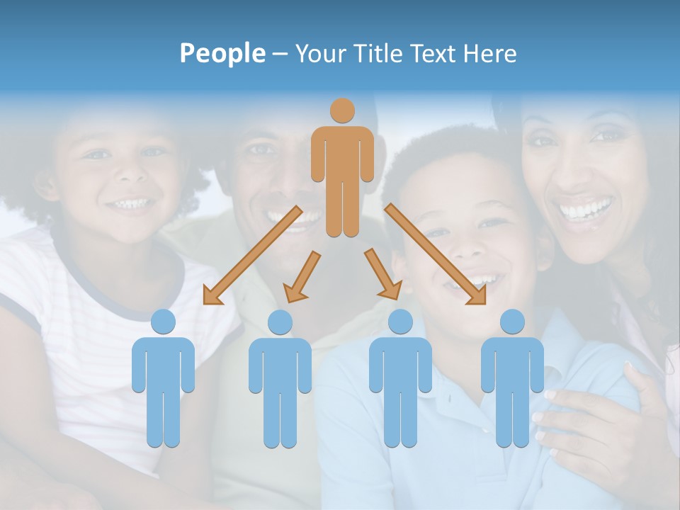 Family In Living Room Smiling PowerPoint Template