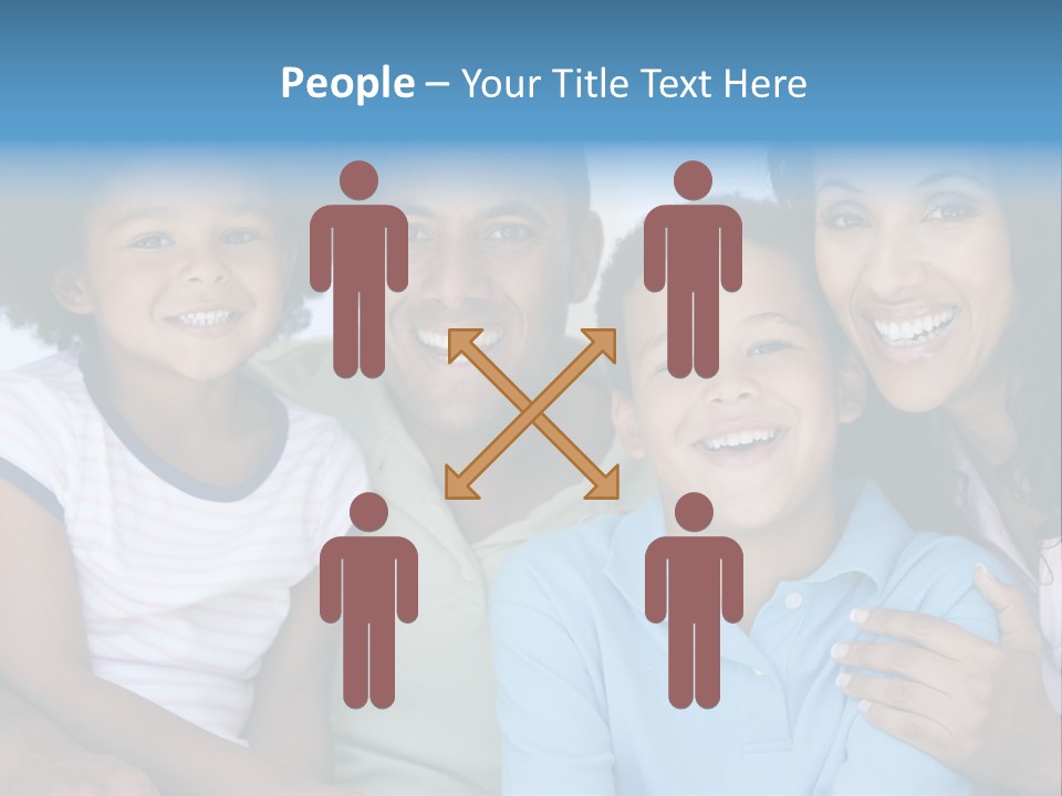 Family In Living Room Smiling PowerPoint Template
