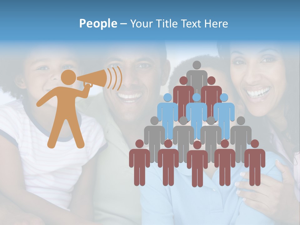 Family In Living Room Smiling PowerPoint Template