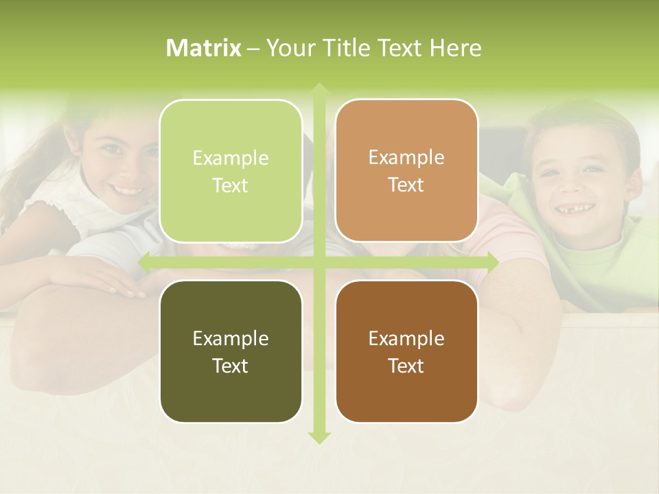 Family Sitting In Living Room Smiling PowerPoint Template