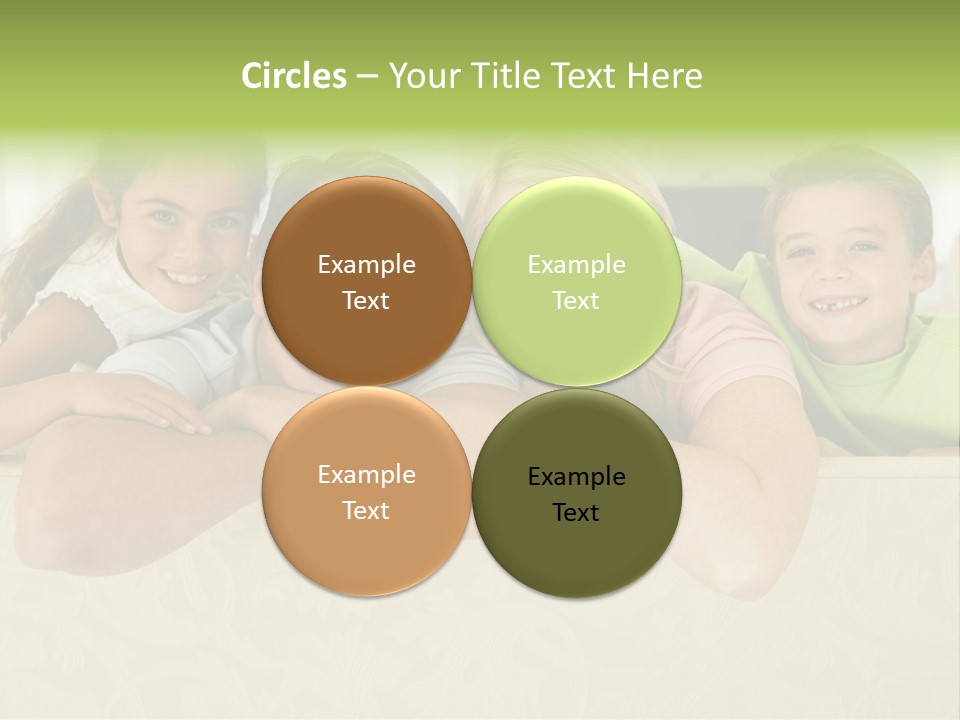 Family Sitting In Living Room Smiling PowerPoint Template