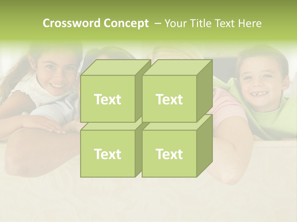 Family Sitting In Living Room Smiling PowerPoint Template