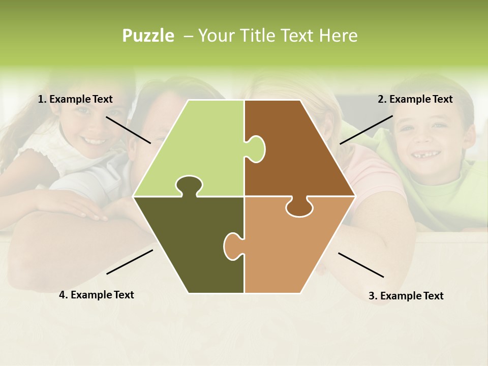 Family Sitting In Living Room Smiling PowerPoint Template