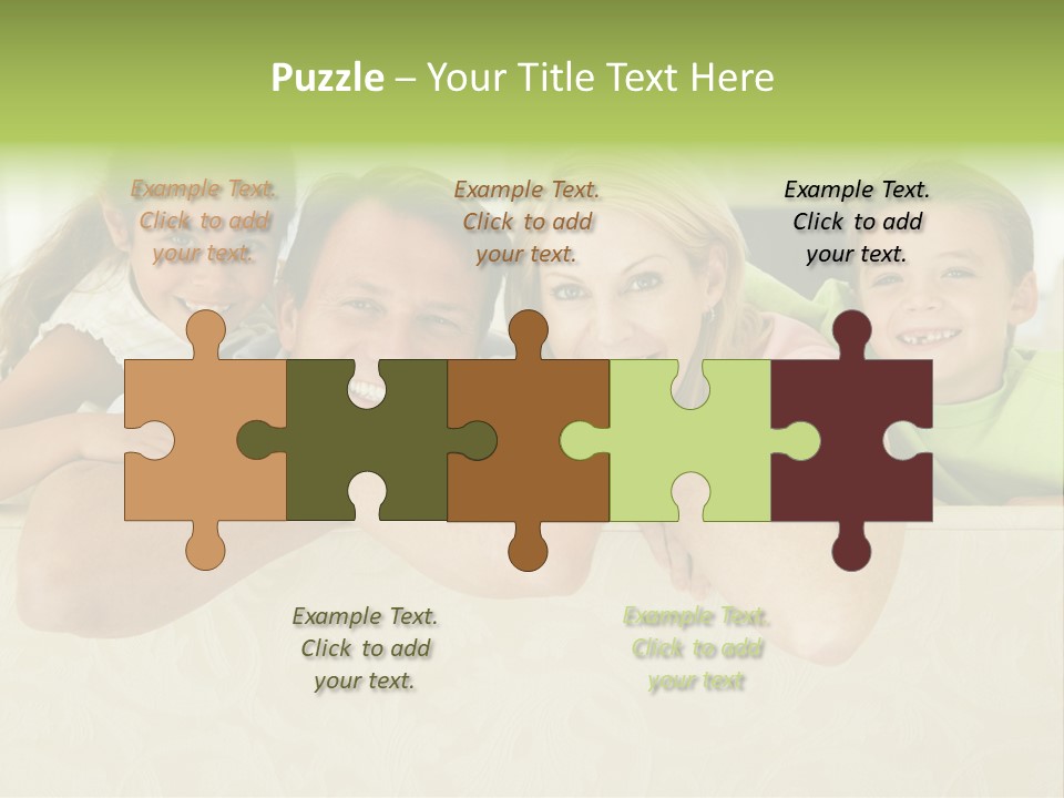 Family Sitting In Living Room Smiling PowerPoint Template