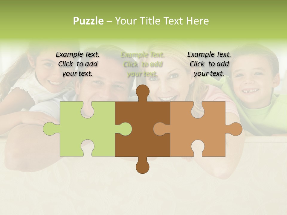 Family Sitting In Living Room Smiling PowerPoint Template