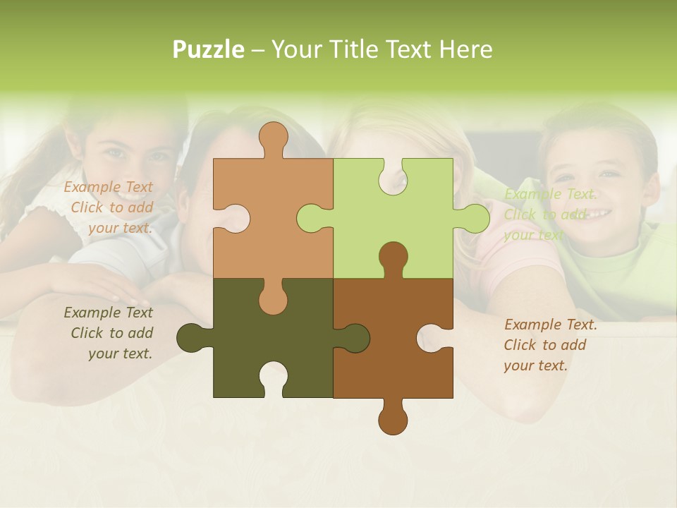 Family Sitting In Living Room Smiling PowerPoint Template