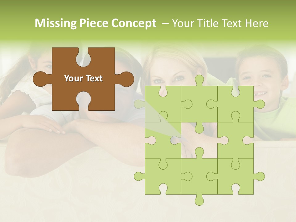 Family Sitting In Living Room Smiling PowerPoint Template