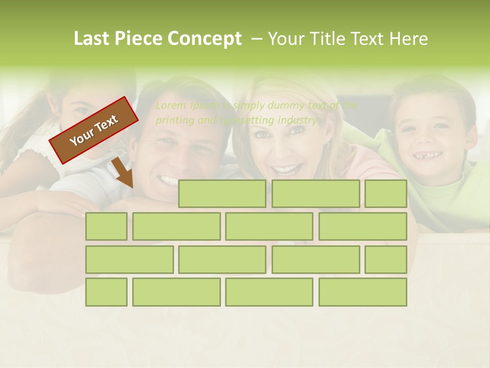 Family Sitting In Living Room Smiling PowerPoint Template
