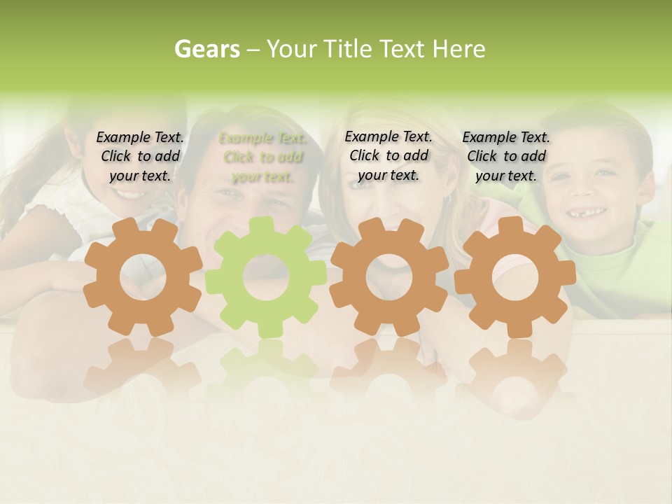 Family Sitting In Living Room Smiling PowerPoint Template