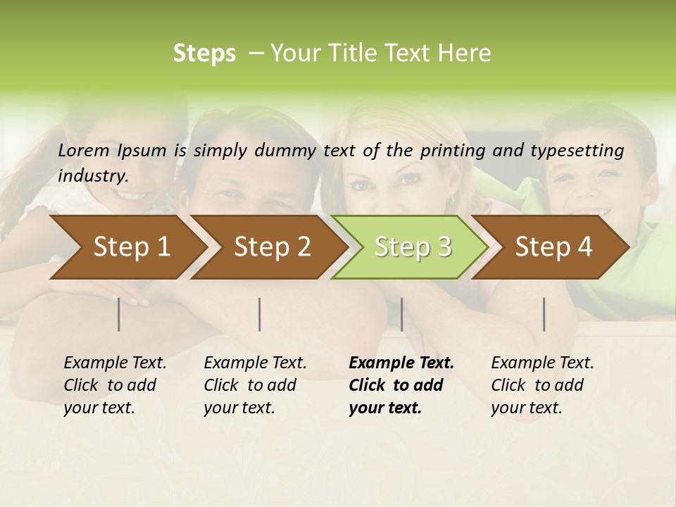 Family Sitting In Living Room Smiling PowerPoint Template