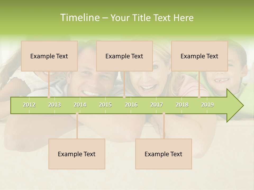 Family Sitting In Living Room Smiling PowerPoint Template