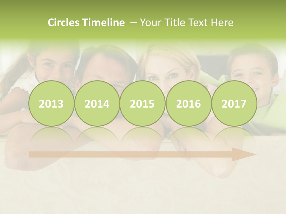 Family Sitting In Living Room Smiling PowerPoint Template