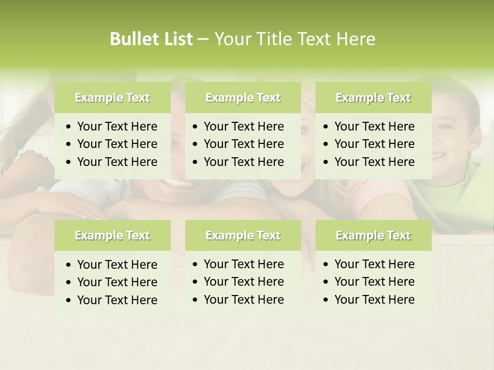 Family Sitting In Living Room Smiling PowerPoint Template