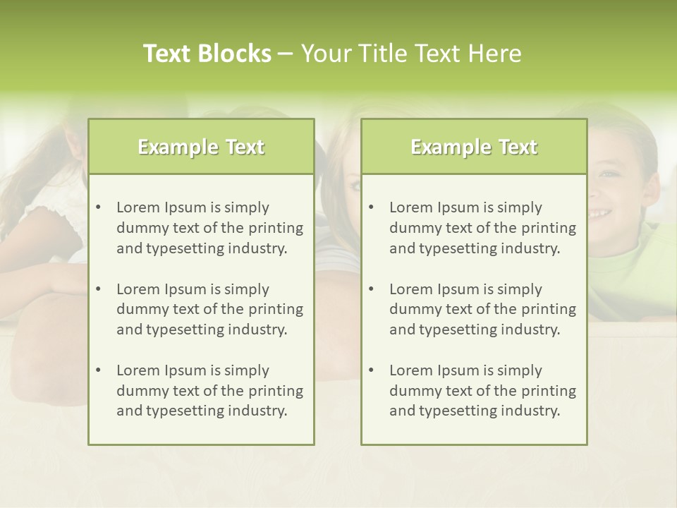 Family Sitting In Living Room Smiling PowerPoint Template