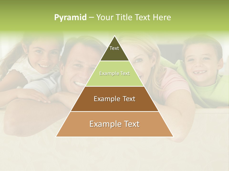 Family Sitting In Living Room Smiling PowerPoint Template