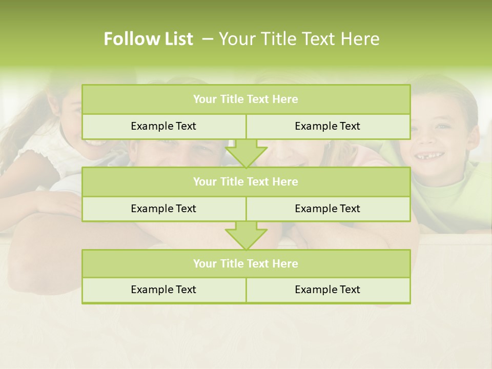 Family Sitting In Living Room Smiling PowerPoint Template