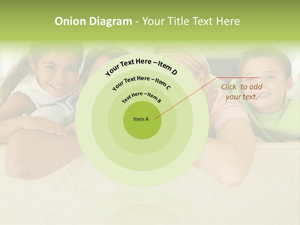 Family Sitting In Living Room Smiling PowerPoint Template