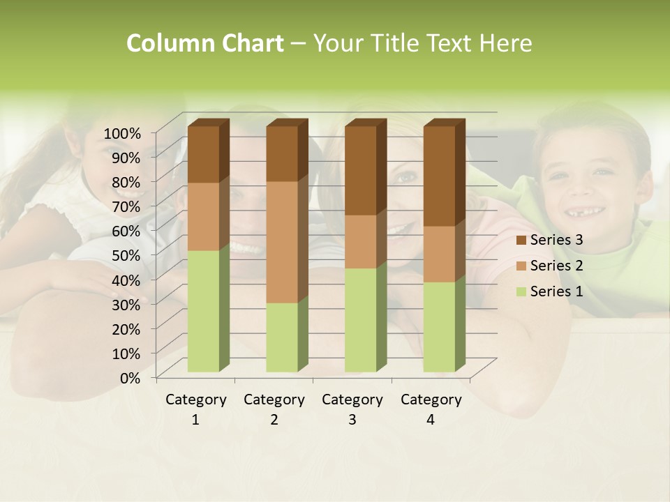 Family Sitting In Living Room Smiling PowerPoint Template