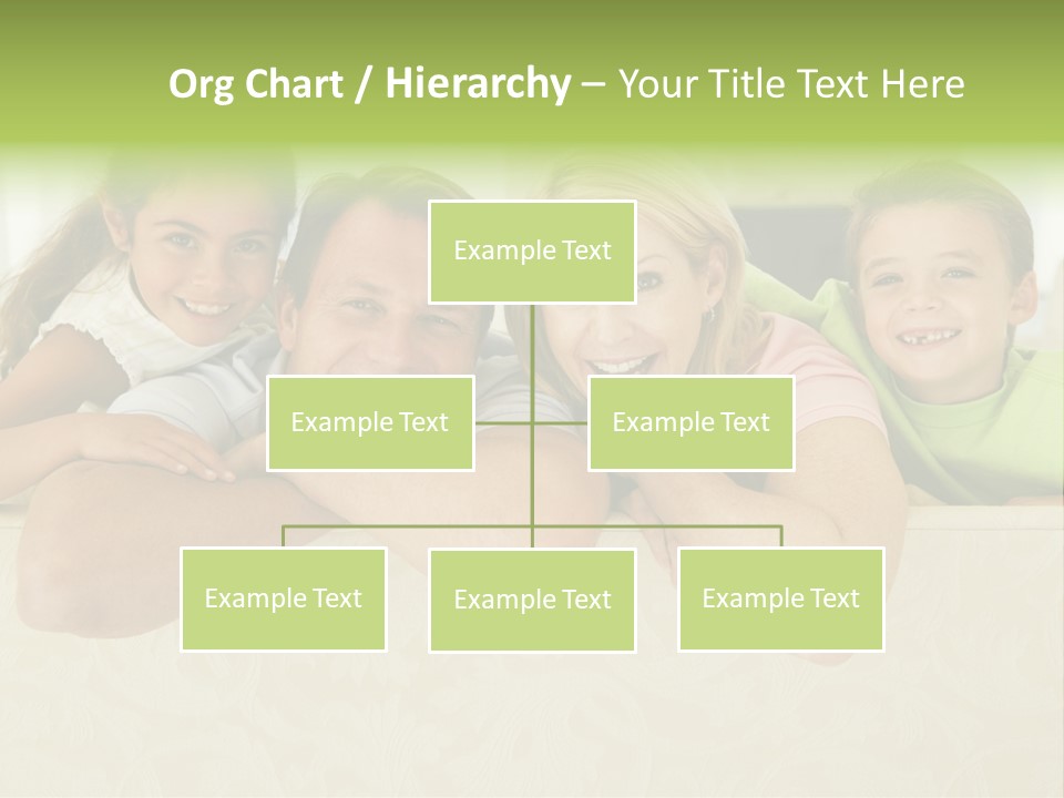 Family Sitting In Living Room Smiling PowerPoint Template
