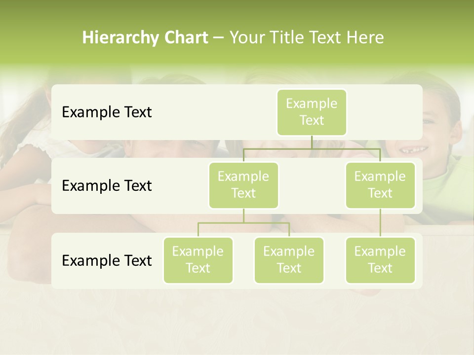Family Sitting In Living Room Smiling PowerPoint Template