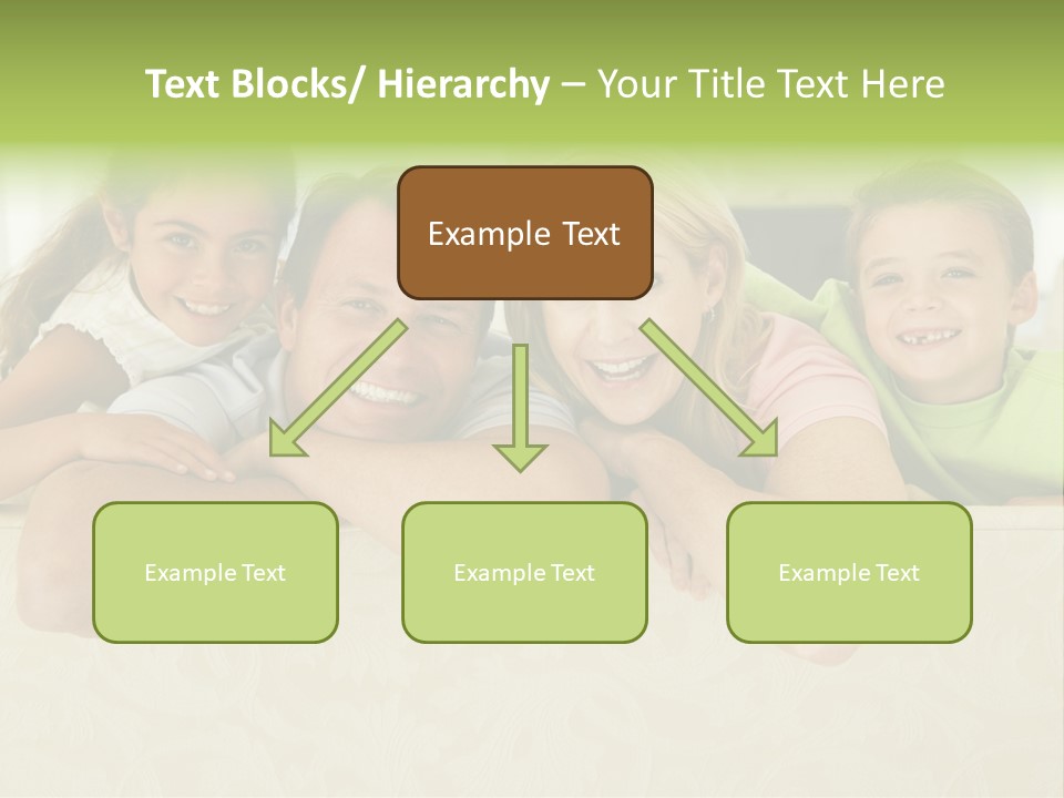 Family Sitting In Living Room Smiling PowerPoint Template