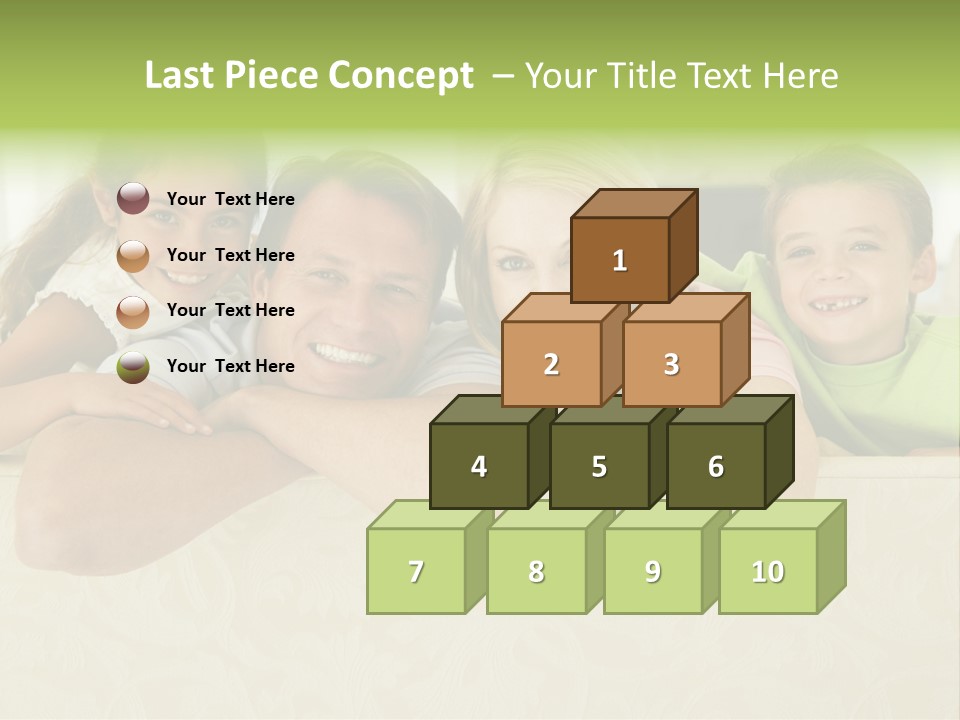 Family Sitting In Living Room Smiling PowerPoint Template