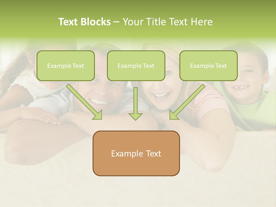 Family Sitting In Living Room Smiling PowerPoint Template