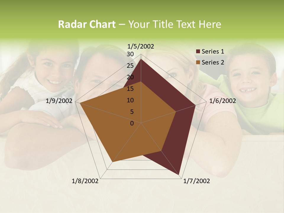 Family Sitting In Living Room Smiling PowerPoint Template