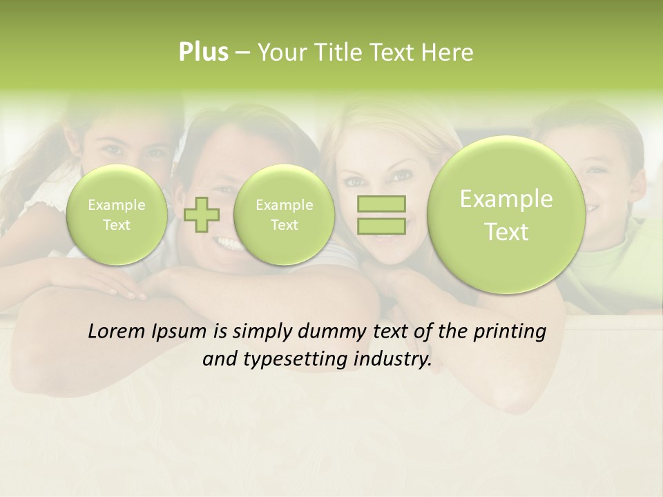 Family Sitting In Living Room Smiling PowerPoint Template