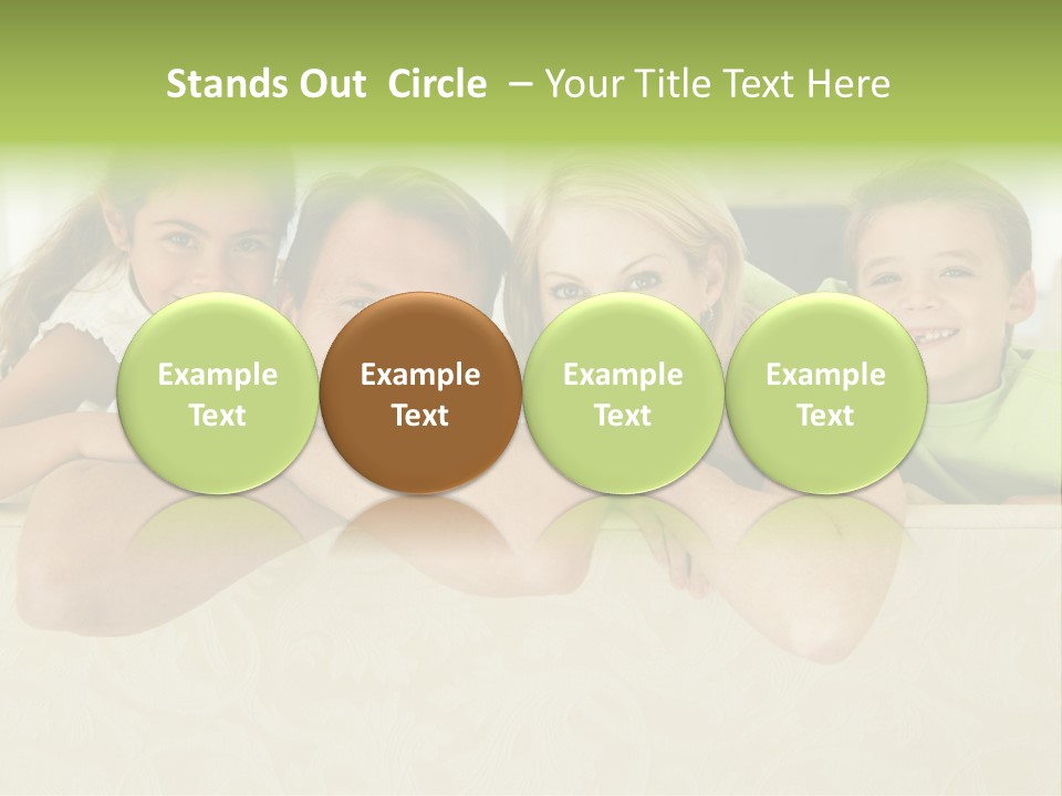 Family Sitting In Living Room Smiling PowerPoint Template