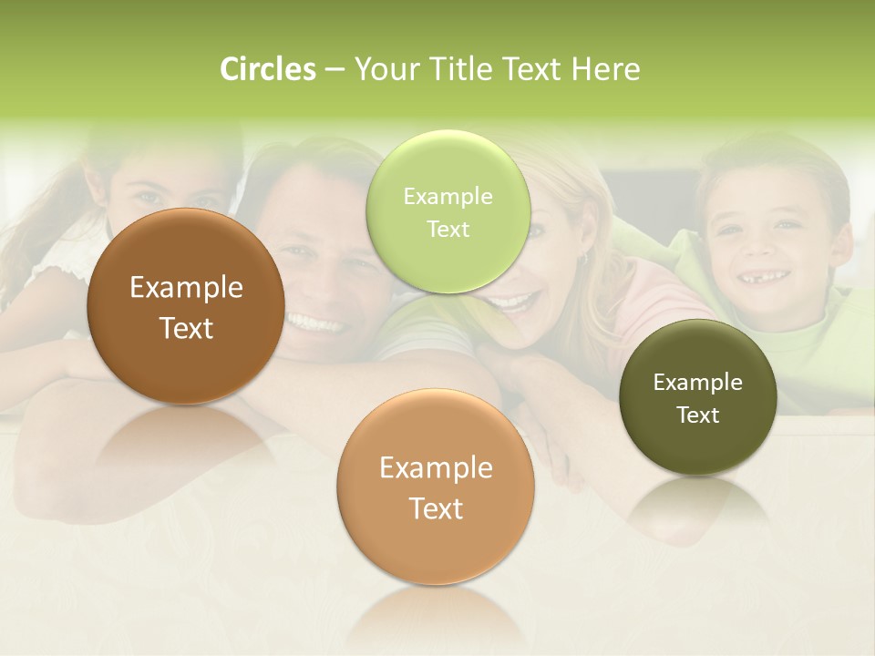 Family Sitting In Living Room Smiling PowerPoint Template