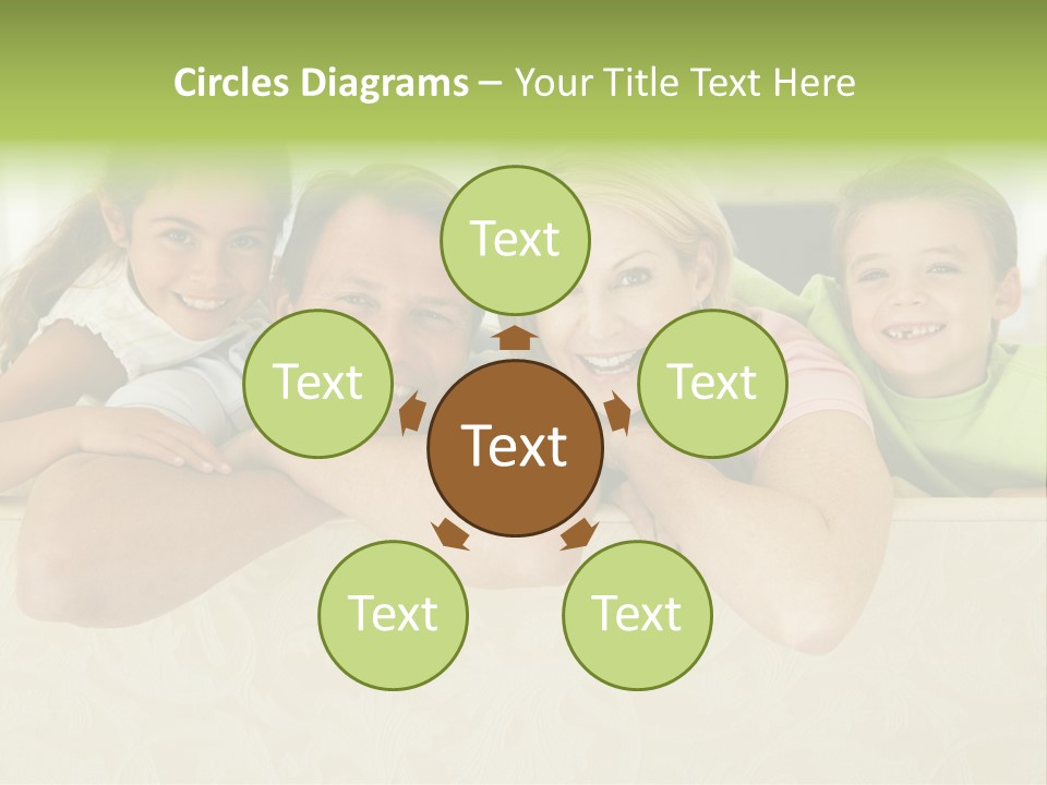 Family Sitting In Living Room Smiling PowerPoint Template