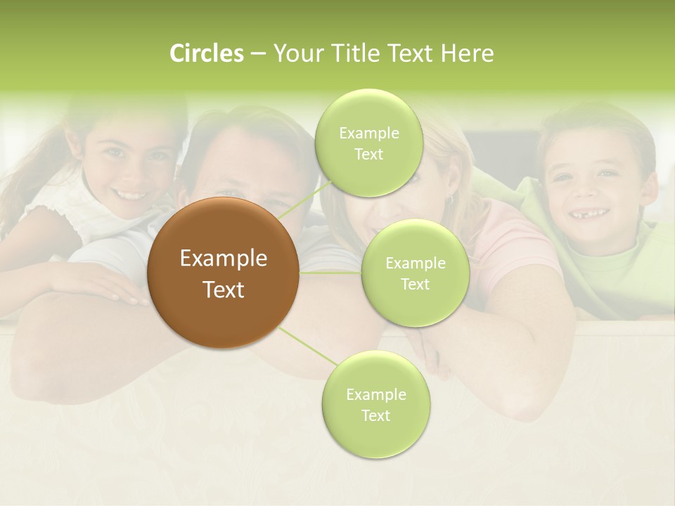 Family Sitting In Living Room Smiling PowerPoint Template