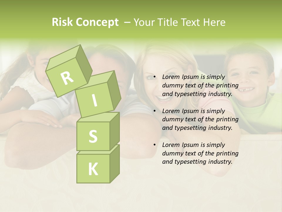 Family Sitting In Living Room Smiling PowerPoint Template