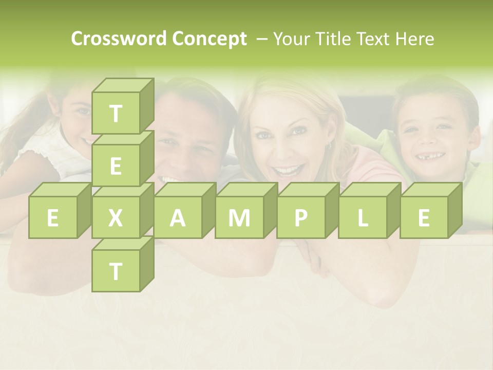 Family Sitting In Living Room Smiling PowerPoint Template