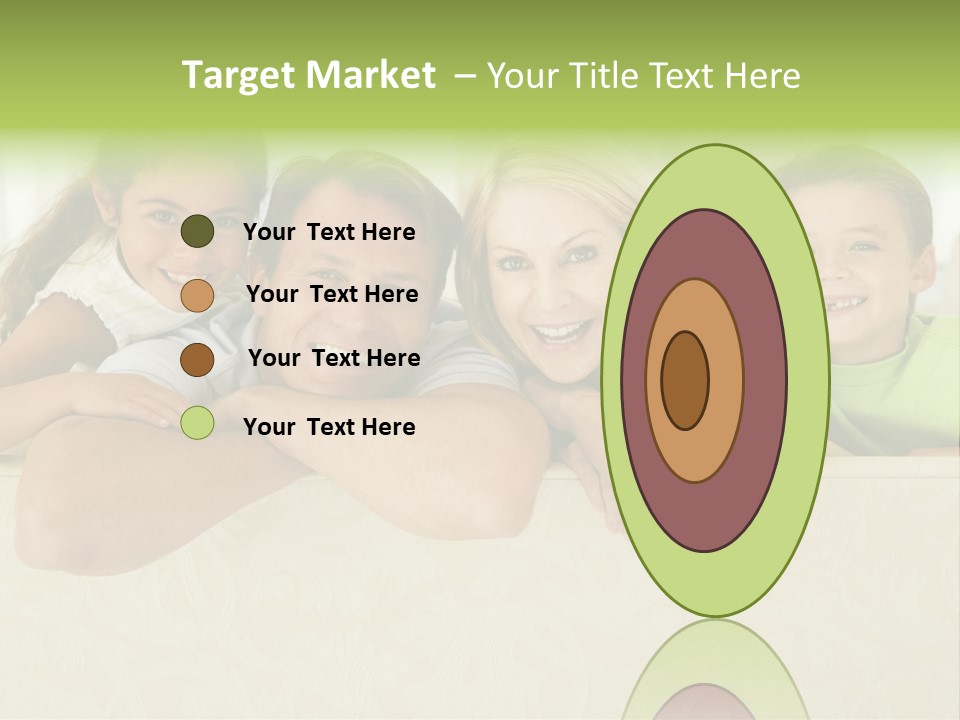 Family Sitting In Living Room Smiling PowerPoint Template