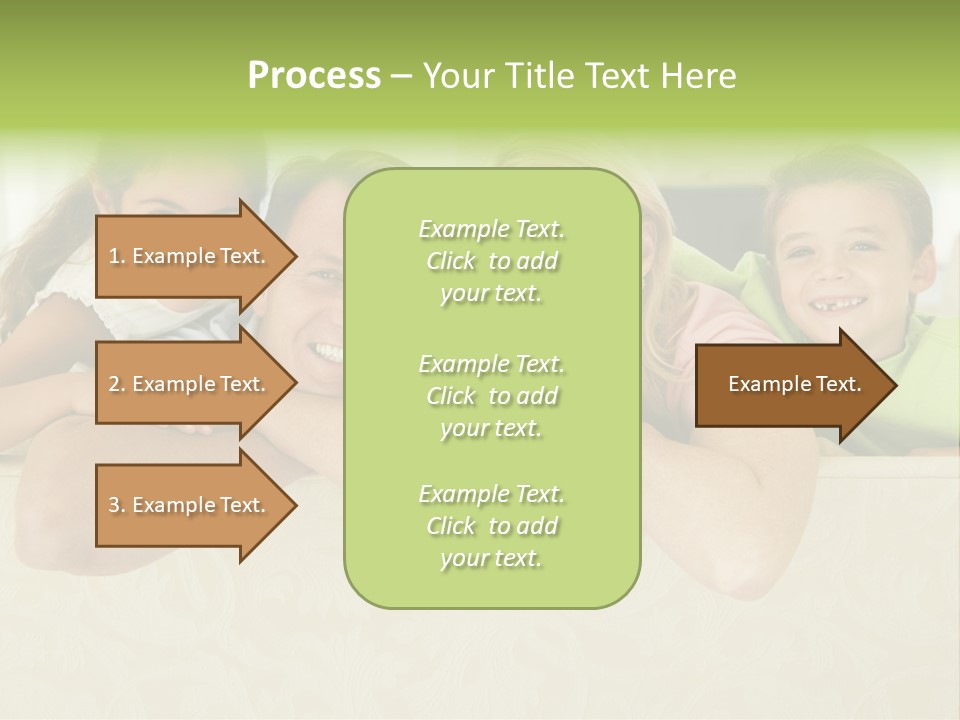 Family Sitting In Living Room Smiling PowerPoint Template