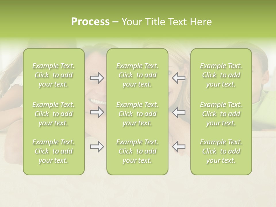 Family Sitting In Living Room Smiling PowerPoint Template
