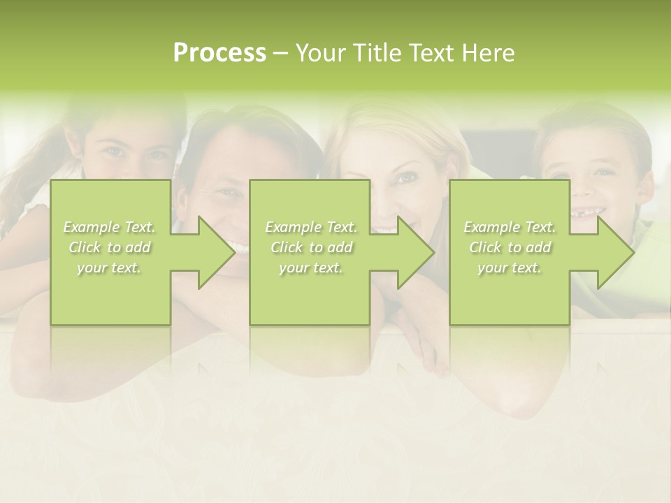 Family Sitting In Living Room Smiling PowerPoint Template